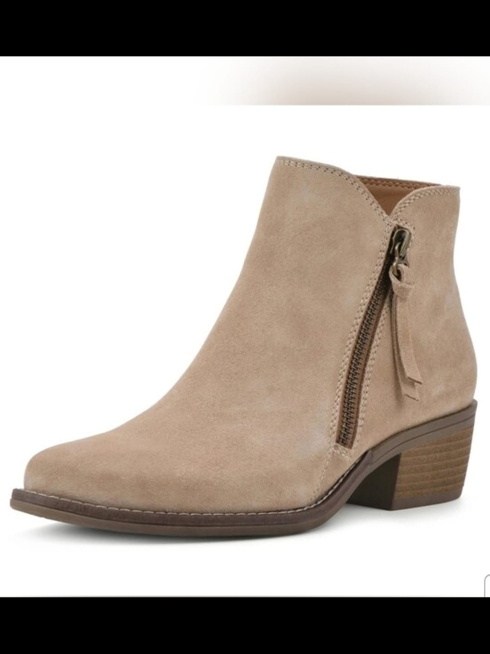 White Mountain Taupe Suede Side-Zip Ankle Boot